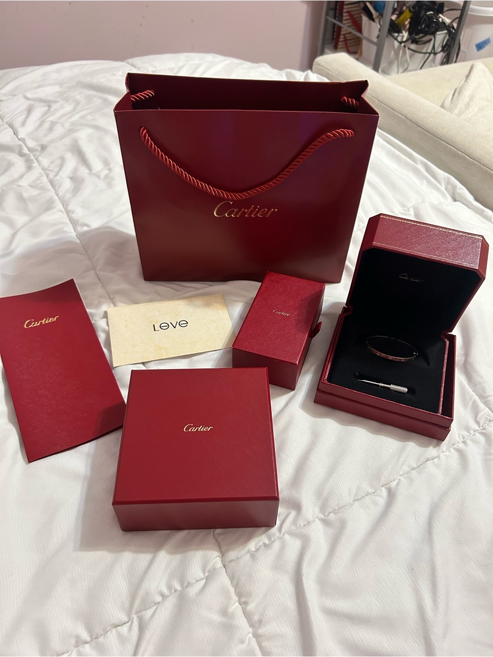 Cartier LOVE BRACELET, SMALL MODEL  White Gold Full Set